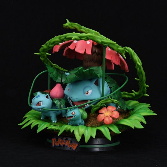 +1 Anime Pokemon Venusaur Bulbasaur Ivysaur Evolution Chain Statue (24cm) Anime Action Figure