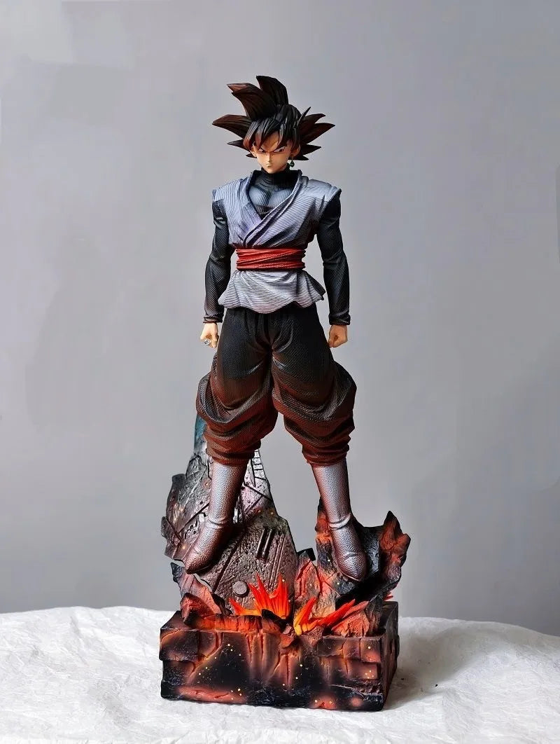38cm anime warrior statue front view with lava battle base