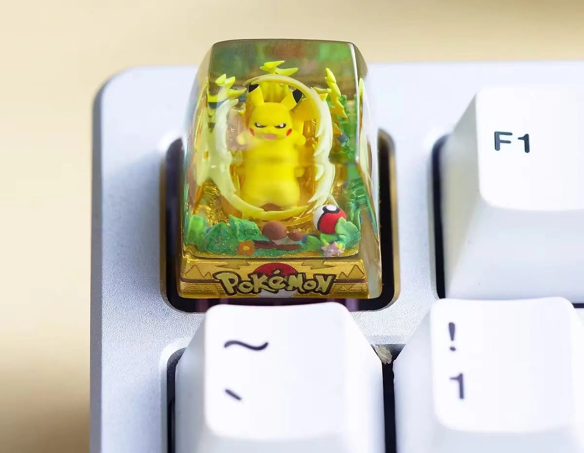 addone anime Handmade Pokémon Resin Artisan Keycap - Custom Mechanical Keyboard Caps Pikachu Artisan Keycap