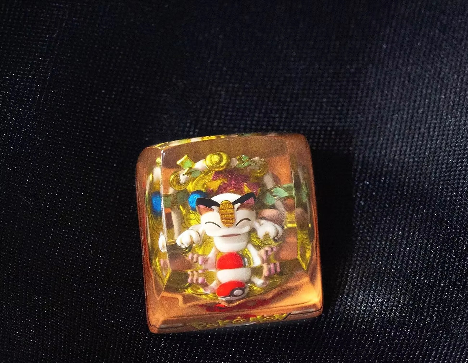 addone anime Handmade Pokémon Resin Artisan Keycap - Custom Mechanical Keyboard Caps Meowth Artisan Keycap