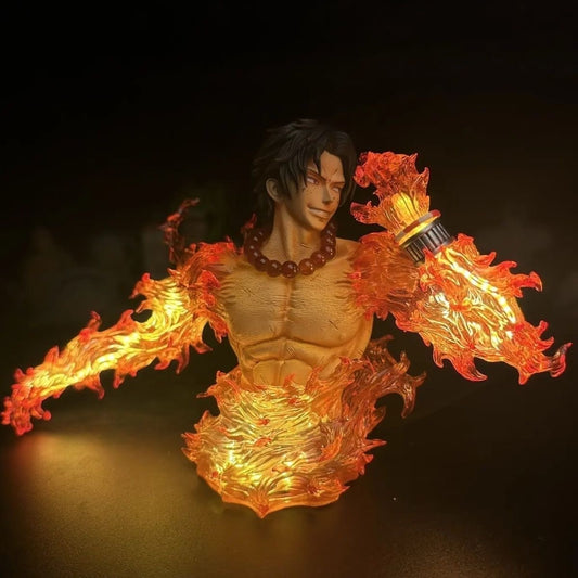 +1 Anime Ace Fire Effect Light-Up Anime Bust - 14cm Collectible Figure Anime Figure / Collectible Statue