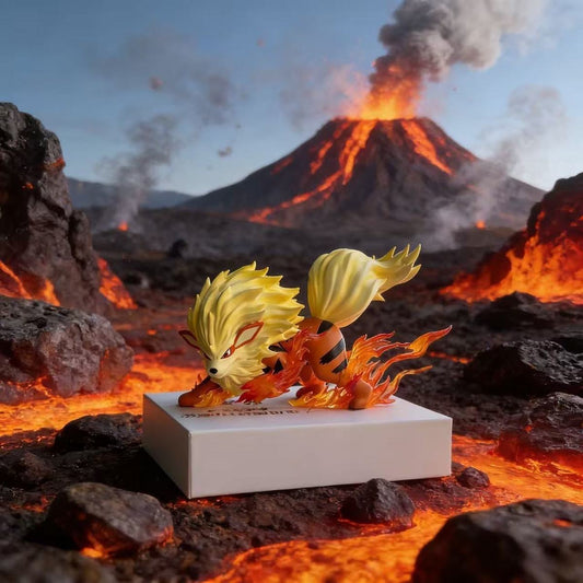 +1 Anime Pokemon Arcanine Fire Swirl Action Figure - 9cm Collectible Anime Mini Statue Anime Action Figure