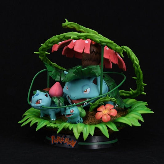 +1 Anime Pokemon Venusaur Bulbasaur Ivysaur Evolution Chain Statue (24cm) Anime Action Figure
