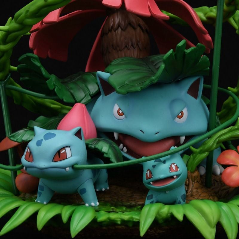 +1 Anime Pokemon Venusaur Bulbasaur Ivysaur Evolution Chain Statue (24cm) Anime Action Figure