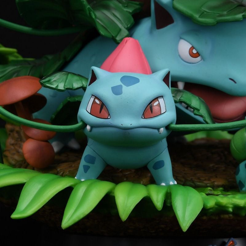 +1 Anime Pokemon Venusaur Bulbasaur Ivysaur Evolution Chain Statue (24cm) Anime Action Figure
