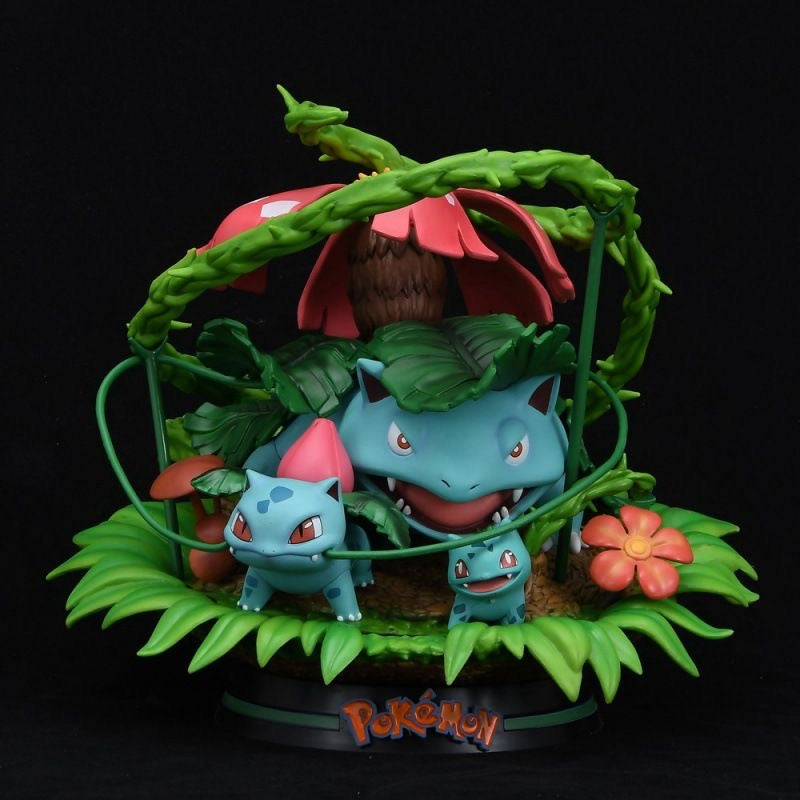+1 Anime Pokemon Venusaur Bulbasaur Ivysaur Evolution Chain Statue (24cm) Anime Action Figure