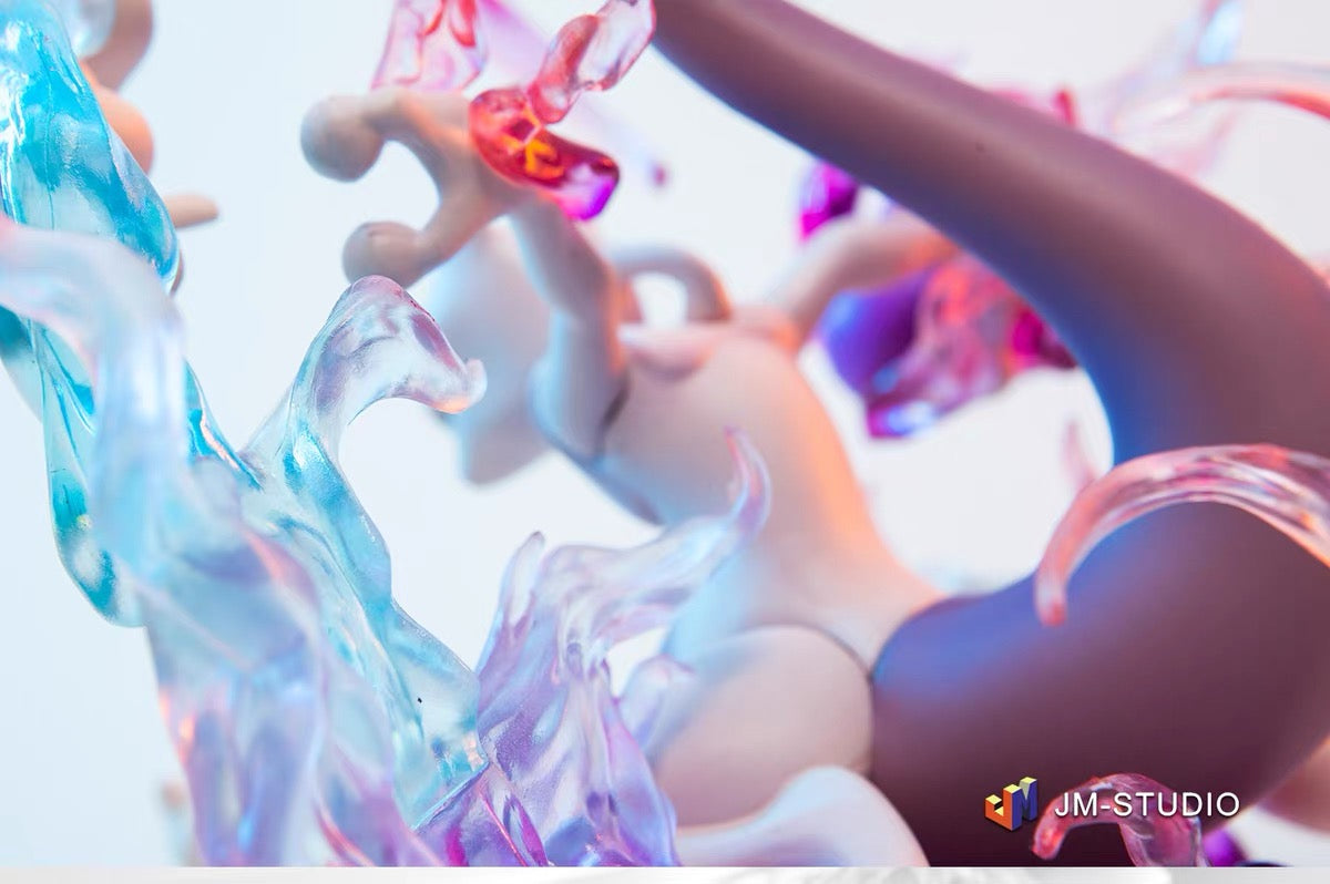 +1 Anime Pokemon Mewtwo & Mew Luminous Action Figure - 26cm LED Collectible Statue Anime Action Figure
