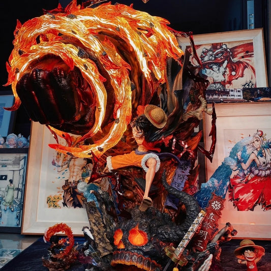One Piece: Monkey D. Luffy "Red Roc" Wano Arc Statue – Massive LED Flame Edition