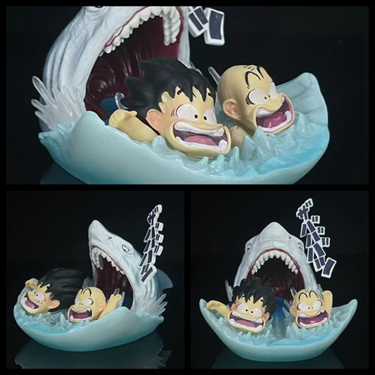 Panic in Paradise! 🦈 The Iconic Goku & Krillin Shark Chase Diorama Ornament/Little gift