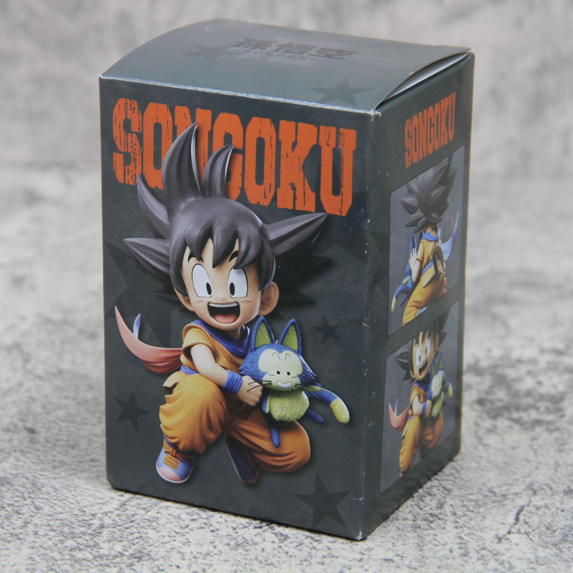 +1 Anime Dragon Ball Chibi Style Young Goku Holding Puar Scene Car Dashboard Ornament Anime Figure Collectible Toy