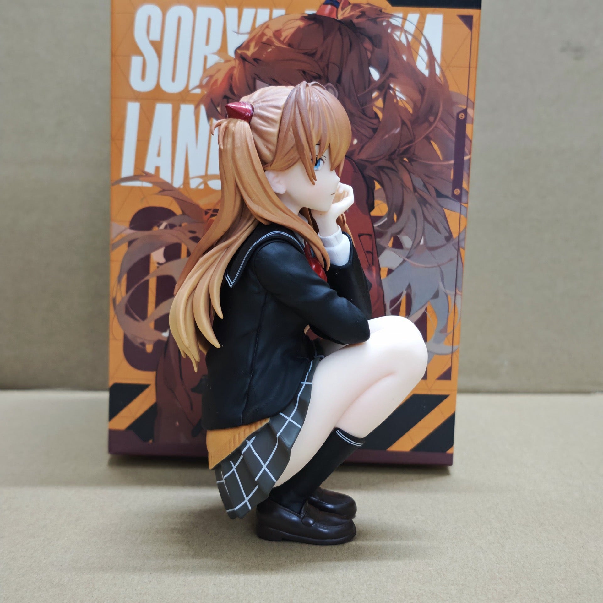 +1 Anime Evangelion EVA Asuka Langley Soryu Squatting Pose Figure, Anime Girl Model, Collectible Gift