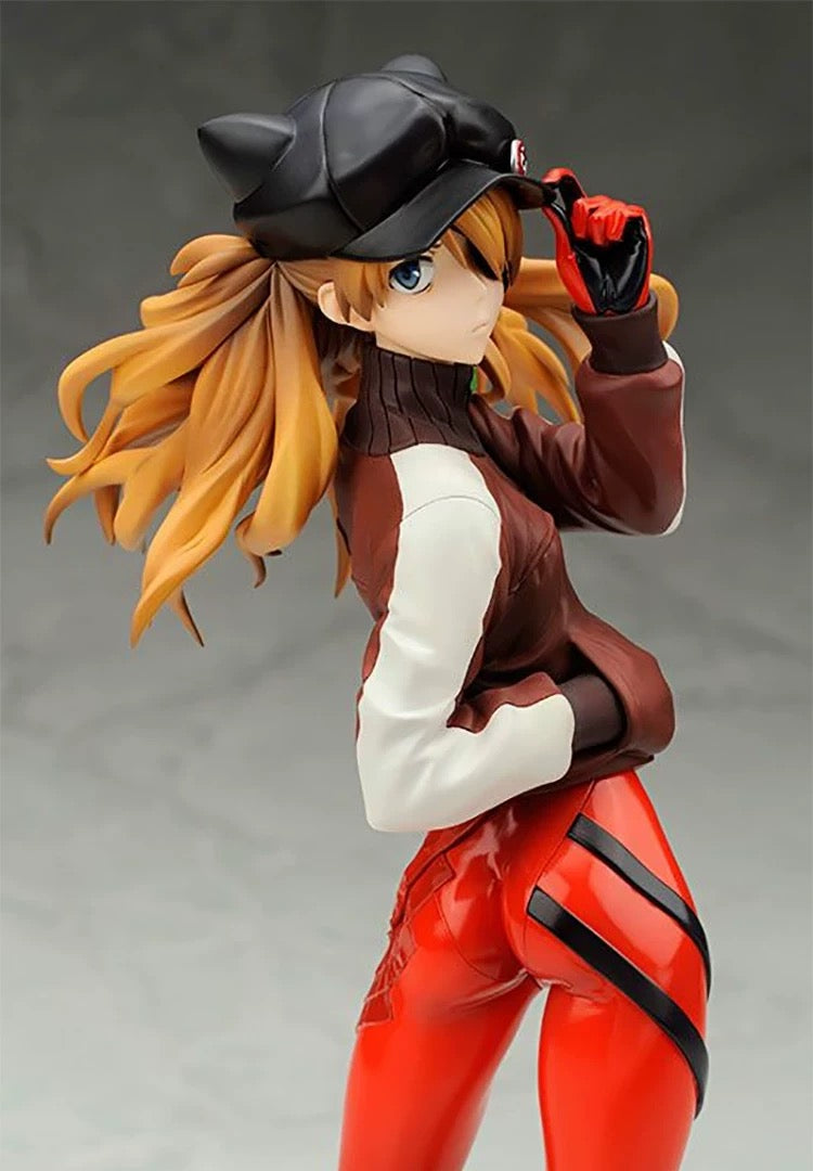 +1 Anime Evangelion EVA Asuka Langley Soryu Squatting Pose Figure, Anime Girl Model, Collectible Gift Orange