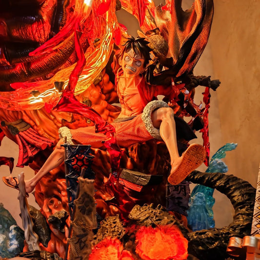 +1 Anime One Piece: Monkey D. Luffy "Red Roc" Wano Arc Statue – Massive LED Flame Edition