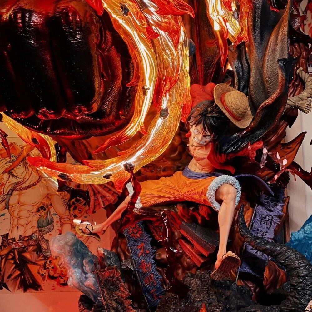 +1 Anime One Piece: Monkey D. Luffy "Red Roc" Wano Arc Statue – Massive LED Flame Edition