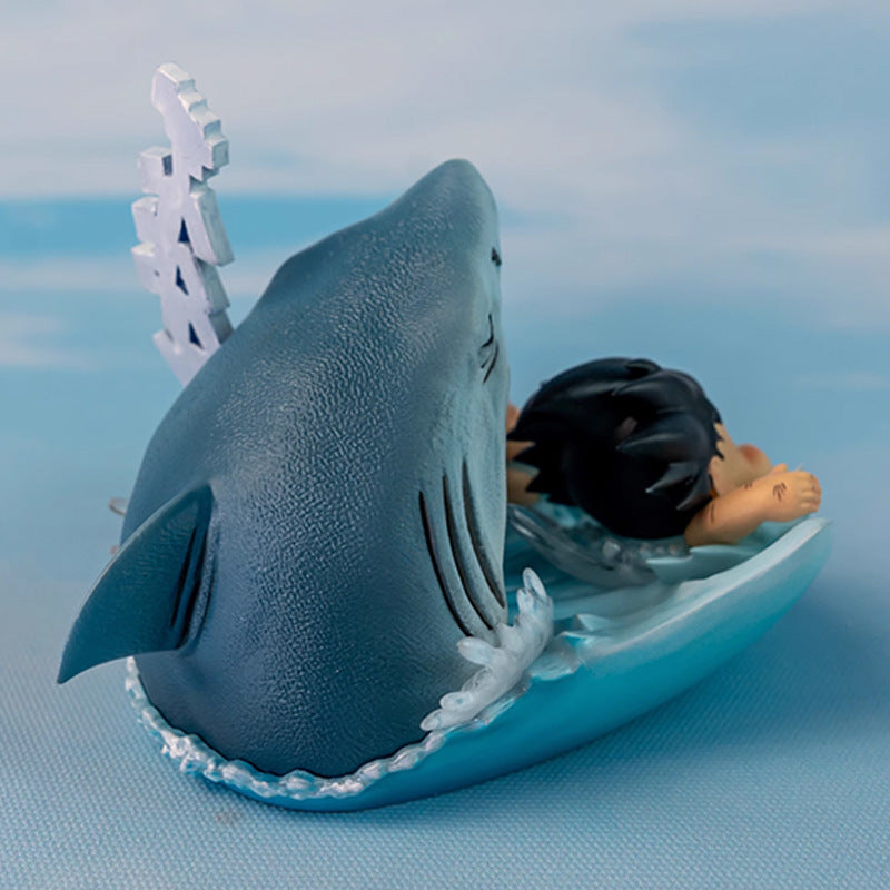 +1 Anime Panic in Paradise! 🦈 The Iconic Goku & Krillin Shark Chase Diorama Ornament/Little gift 手办模型