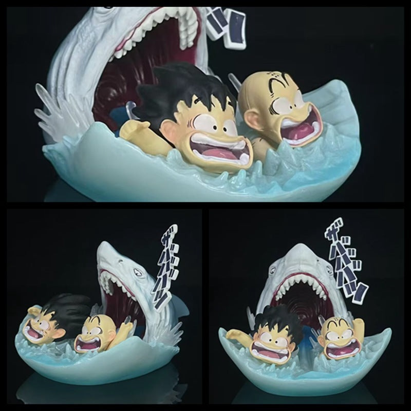 +1 Anime Panic in Paradise! 🦈 The Iconic Goku & Krillin Shark Chase Diorama Ornament/Little gift 手办模型