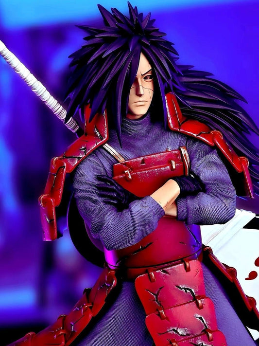 +1 Anime Uchiha Madara "God of Shinobi" 25cm Premium Collectible Statue - Iconic Legendary Battle Version 手办模型